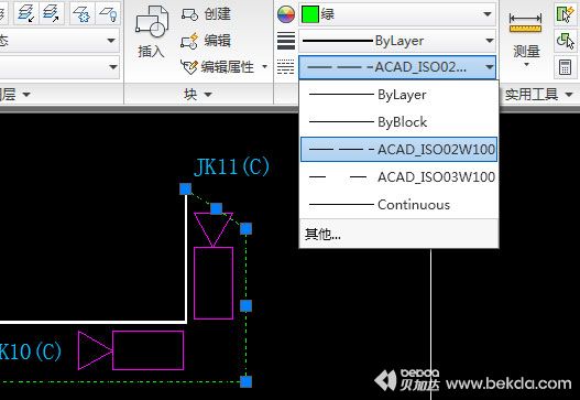 CAD模型中将直线线型设置为虚线